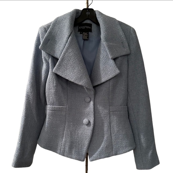 Etcetera Baby Blue Tweed Suit Jacket - Picture 1 of 3